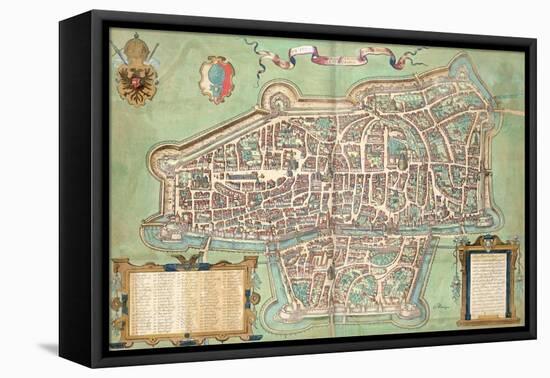 Map of Augsburg, from "Civitates Orbis Terrarum" by Georg Braun and Frans Hogenberg, circa 1572-Joris Hoefnagel-Framed Premier Image Canvas