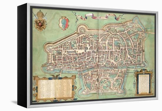 Map of Augsburg, from "Civitates Orbis Terrarum" by Georg Braun and Frans Hogenberg, circa 1572-Joris Hoefnagel-Framed Premier Image Canvas