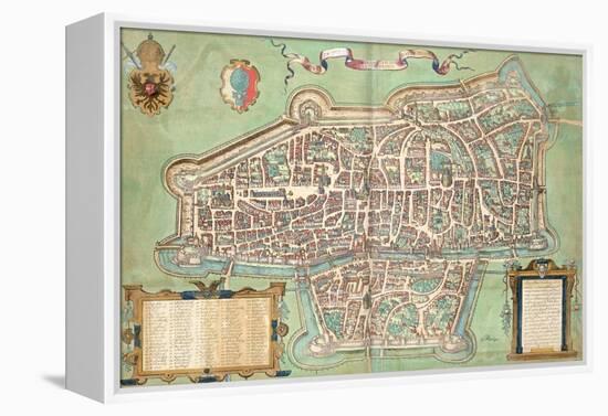 Map of Augsburg, from "Civitates Orbis Terrarum" by Georg Braun and Frans Hogenberg, circa 1572-Joris Hoefnagel-Framed Premier Image Canvas