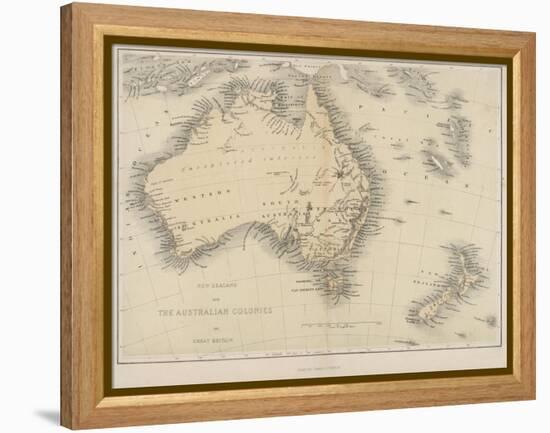 Map of Australia and New Zealand-null-Framed Premier Image Canvas