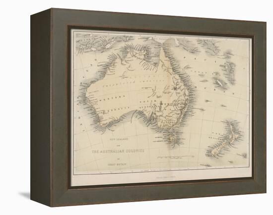 Map of Australia and New Zealand-null-Framed Premier Image Canvas