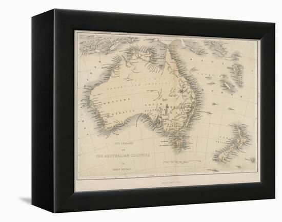 Map of Australia and New Zealand-null-Framed Premier Image Canvas