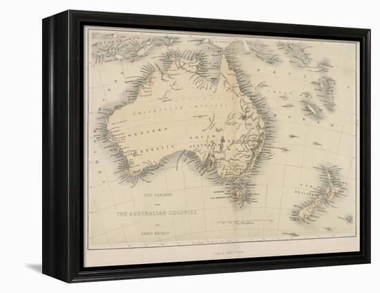 Map of Australia and New Zealand-null-Framed Premier Image Canvas