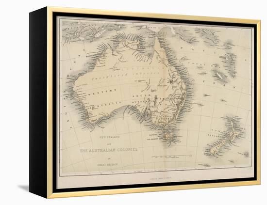 Map of Australia and New Zealand-null-Framed Premier Image Canvas