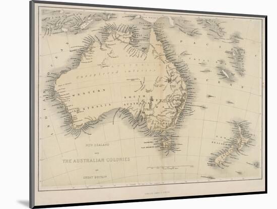 Map of Australia and New Zealand-null-Mounted Photographic Print