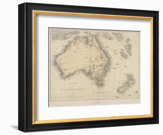 Map of Australia and New Zealand--Framed Photographic Print