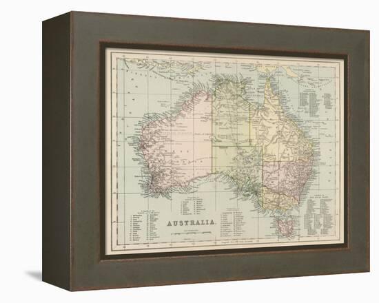 Map of Australia with Names of Counties-null-Framed Premier Image Canvas