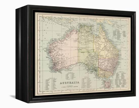 Map of Australia with Names of Counties-null-Framed Premier Image Canvas