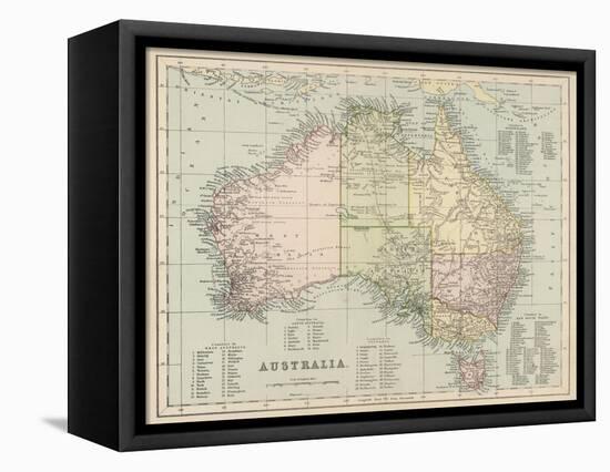 Map of Australia with Names of Counties-null-Framed Premier Image Canvas