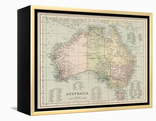 Map of Australia with Names of Counties-null-Framed Premier Image Canvas