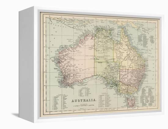 Map of Australia with Names of Counties-null-Framed Premier Image Canvas