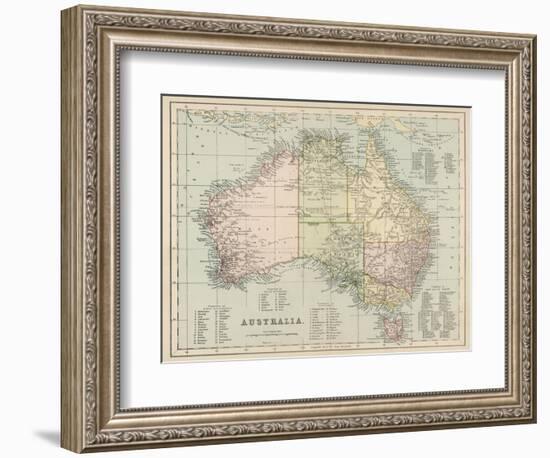 Map of Australia with Names of Counties-null-Framed Photographic Print