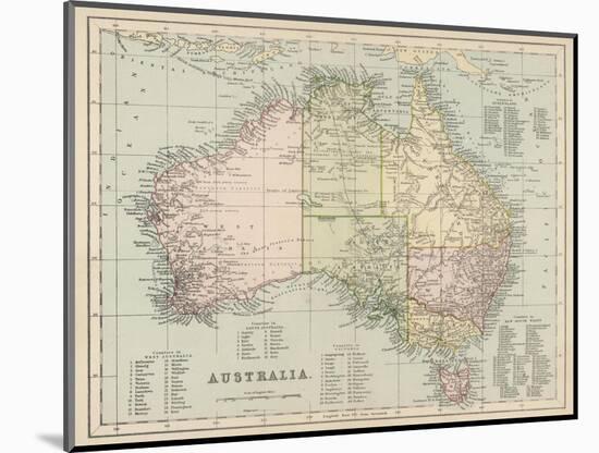 Map of Australia with Names of Counties-null-Mounted Photographic Print