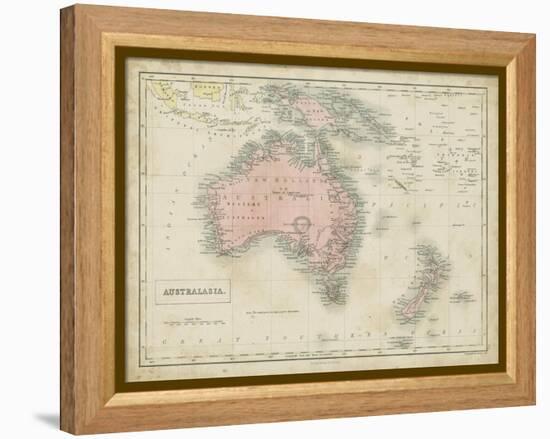 Map of Australia-Sidney Hall-Framed Stretched Canvas