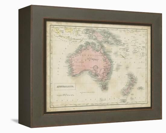 Map of Australia-Sidney Hall-Framed Stretched Canvas