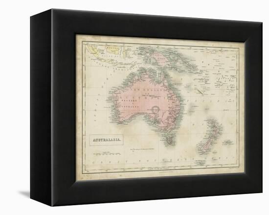 Map of Australia-Sidney Hall-Framed Stretched Canvas