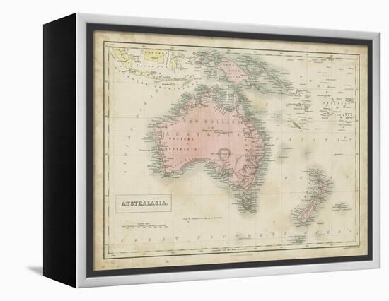 Map of Australia-Sidney Hall-Framed Stretched Canvas