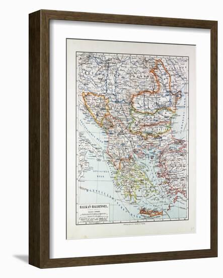 Map of Austria-Hungary Greece Serbia Bosnia and Herzegovina Romania Bulgaria Macedonia Montenegro a-null-Framed Giclee Print