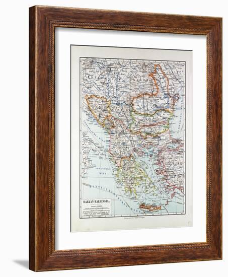 Map of Austria-Hungary Greece Serbia Bosnia and Herzegovina Romania Bulgaria Macedonia Montenegro a-null-Framed Giclee Print