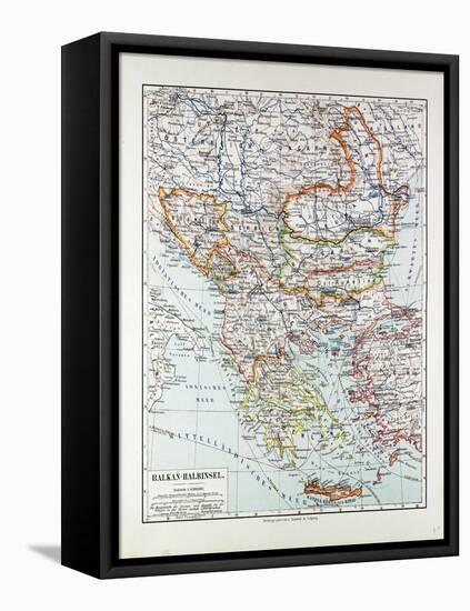 Map of Austria-Hungary Greece Serbia Bosnia and Herzegovina Romania Bulgaria Macedonia Montenegro a-null-Framed Premier Image Canvas