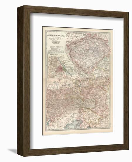 Map of Austria-Hungary, Western Part. Inset of Vienna (Wien) and Vicinity-Encyclopaedia Britannica-Framed Art Print