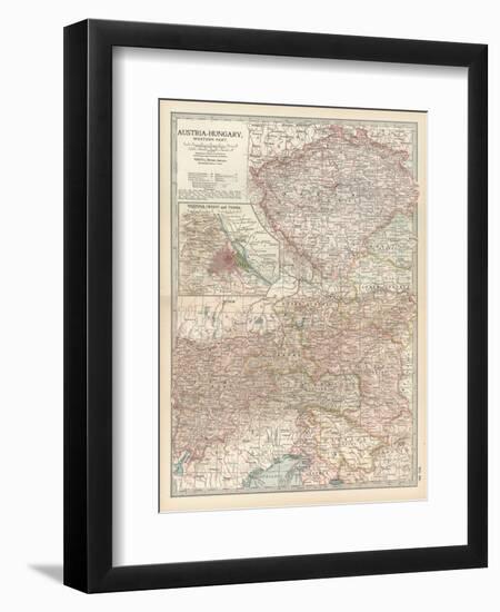 Map of Austria-Hungary, Western Part. Inset of Vienna (Wien) and Vicinity-Encyclopaedia Britannica-Framed Art Print