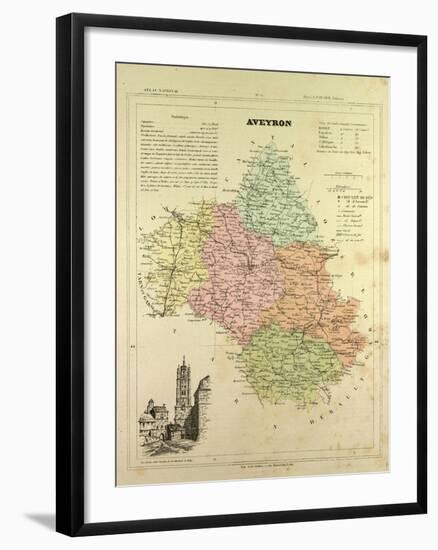 Map of Aveyron France-null-Framed Giclee Print