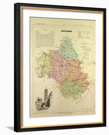 Map of Aveyron France-null-Framed Giclee Print