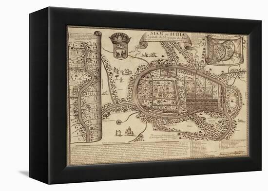 Map of Ayutthaya, 1686-null-Framed Premier Image Canvas