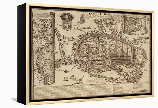 Map of Ayutthaya, 1686-null-Framed Premier Image Canvas