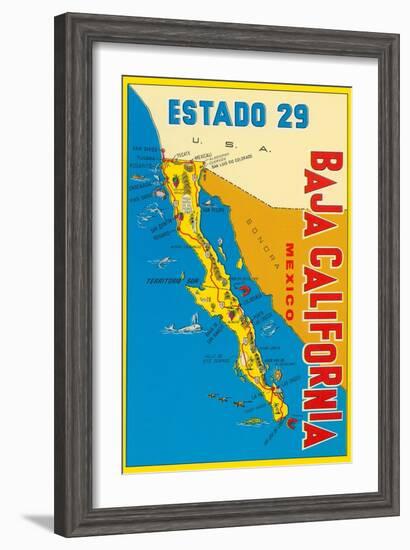 Map of Baja California, Mexico-null-Framed Art Print