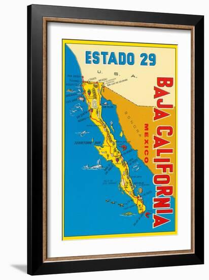 Map of Baja California, Mexico-null-Framed Art Print