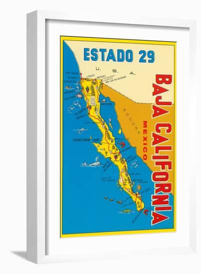 Map of Baja California, Mexico-null-Framed Art Print