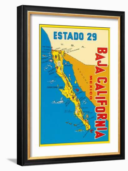 Map of Baja California, Mexico-null-Framed Art Print