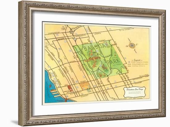 Map of Balboa Park and San Diego, California-null-Framed Art Print