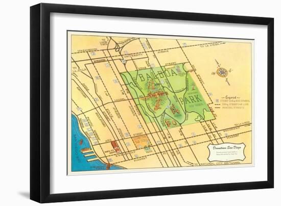 Map of Balboa Park and San Diego, California-null-Framed Art Print