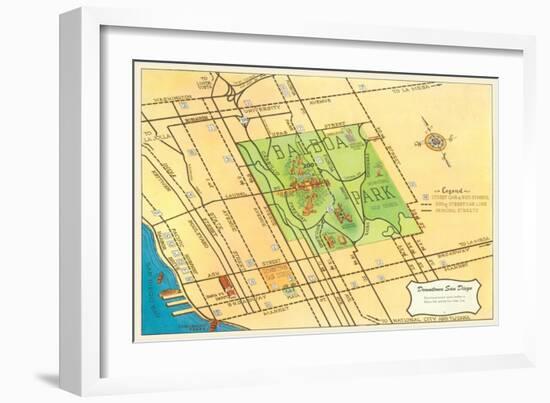 Map of Balboa Park and San Diego, California-null-Framed Art Print