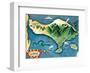 Map of Bali, Indonesia - Tanáh (Tanah) Lot Balinese Temple-Miguel Covarrubias-Framed Art Print