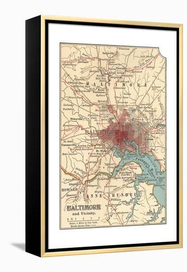 Map of Baltimore (C. 1900), Maps-Encyclopaedia Britannica-Framed Premier Image Canvas