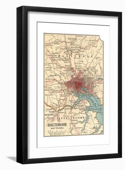 Map of Baltimore (C. 1900), Maps-Encyclopaedia Britannica-Framed Giclee Print