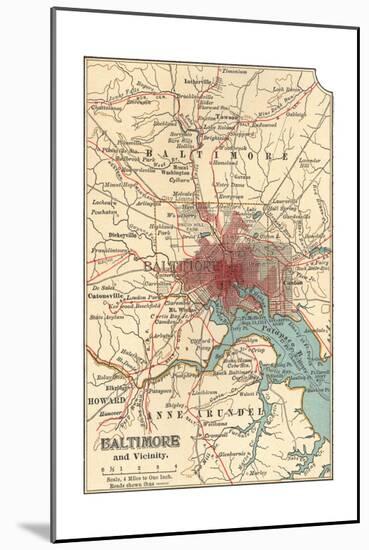 Map of Baltimore (C. 1900), Maps-Encyclopaedia Britannica-Mounted Giclee Print