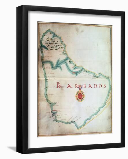 Map of Barbados, 1683-null-Framed Giclee Print