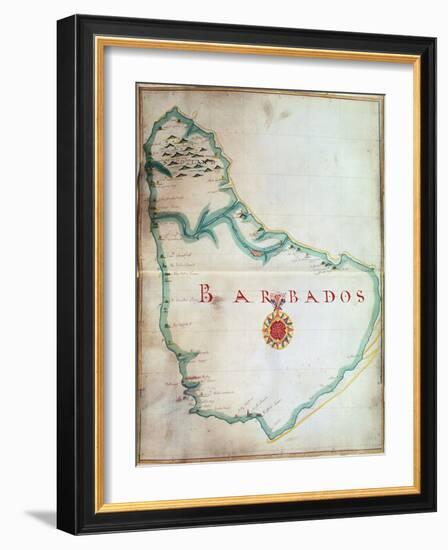 Map of Barbados, 1683-null-Framed Giclee Print