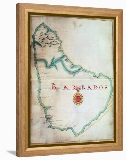 Map of Barbados, 1683-null-Framed Premier Image Canvas