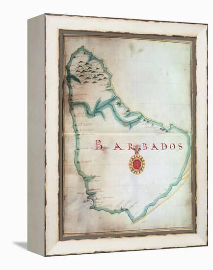 Map of Barbados, 1683-null-Framed Premier Image Canvas