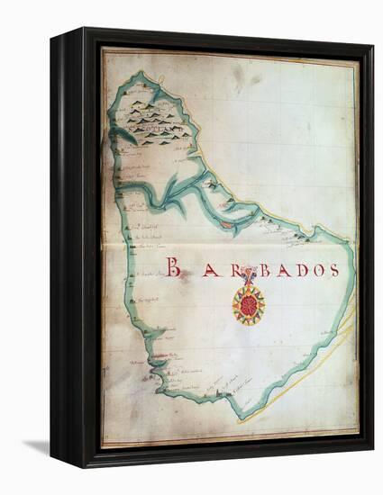 Map of Barbados, 1683-null-Framed Premier Image Canvas