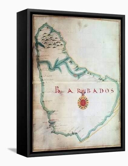 Map of Barbados, 1683-null-Framed Premier Image Canvas