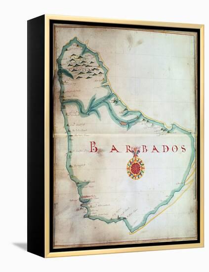 Map of Barbados, 1683-null-Framed Premier Image Canvas