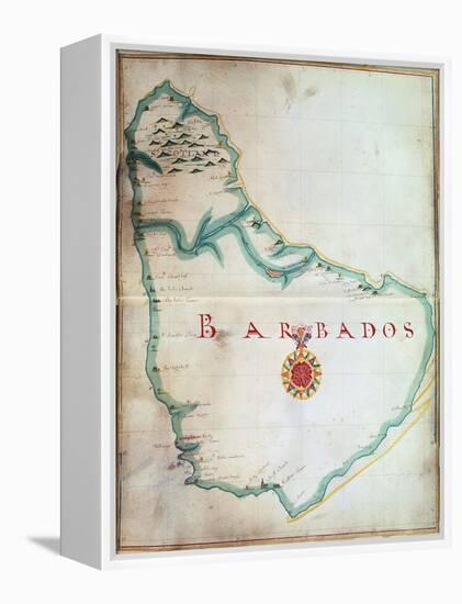 Map of Barbados, 1683-null-Framed Premier Image Canvas