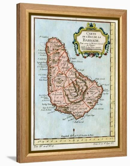 Map of Barbados, C1758-null-Framed Premier Image Canvas